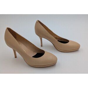 Ukies Women's Heels Size 7.5 Nude Beige Leather Pumps Stilettos